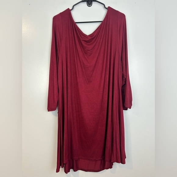 NWT 24seven 24/7 Dark Red Ruched Long Sleeve Swing Tunic Top Size 3X - Picture 6 of 10